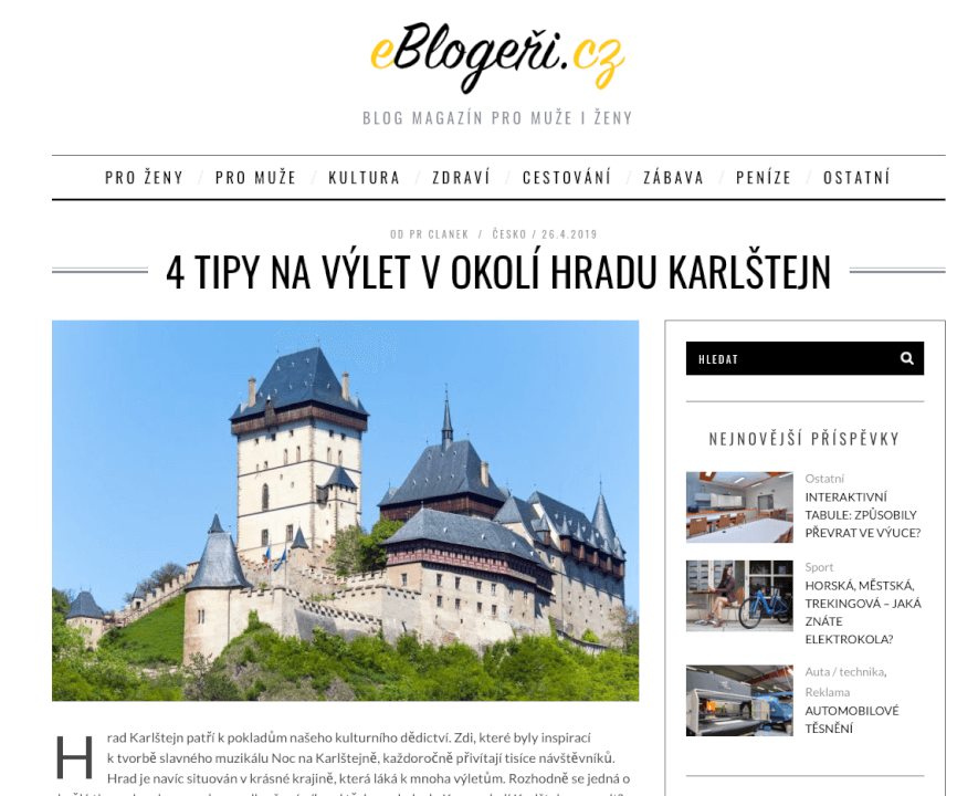 PR článek trvale na eBlogeri.cz