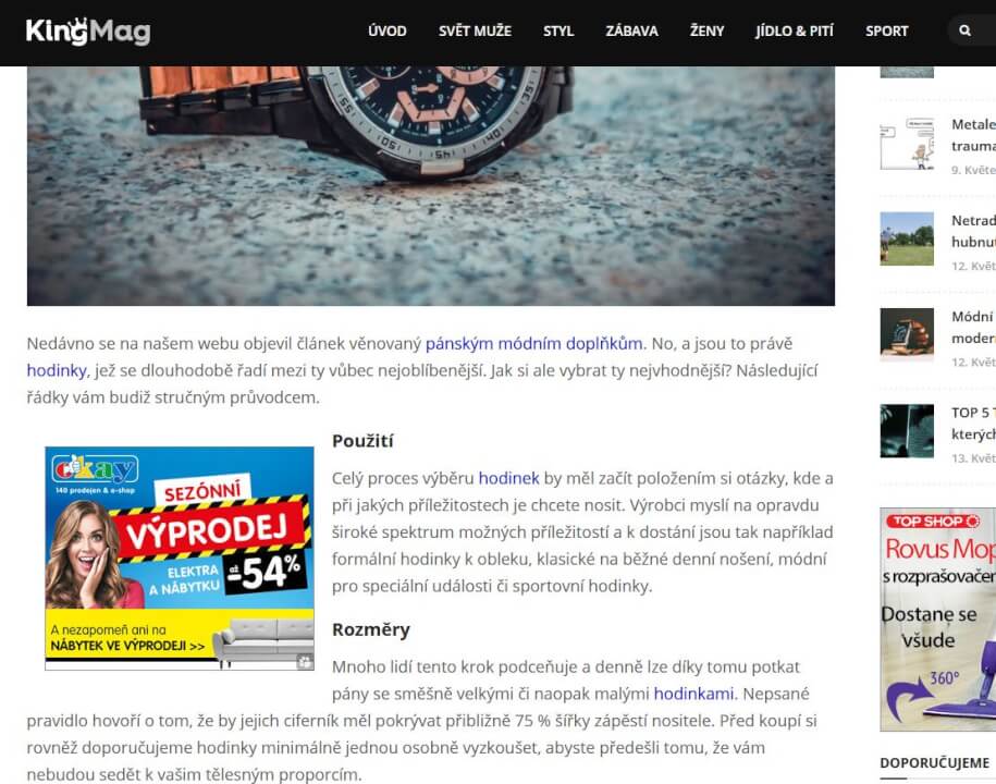 Trvalý PR článek na webu KingMag.cz