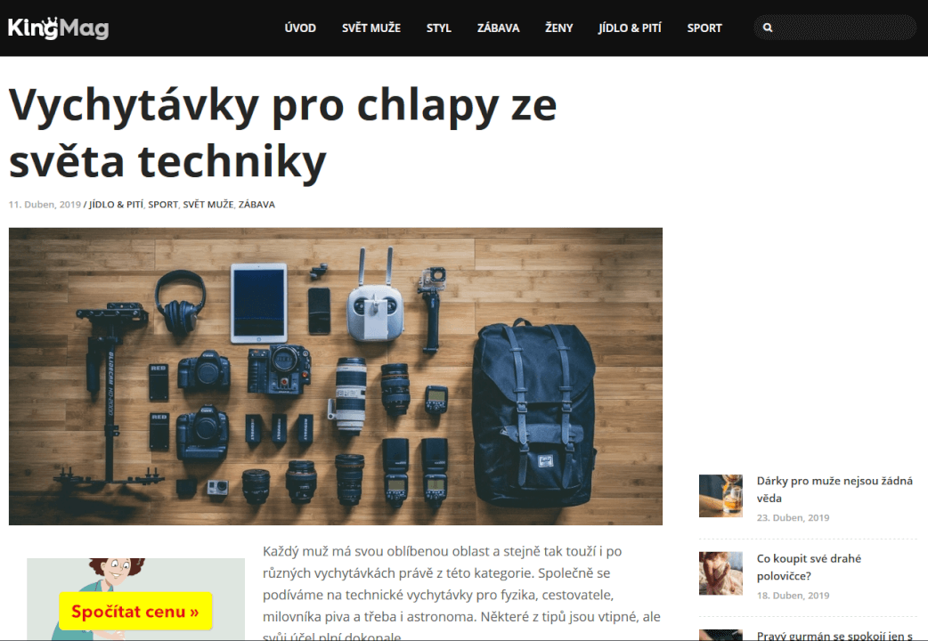 Trvalý PR článek na webu KingMag.cz
