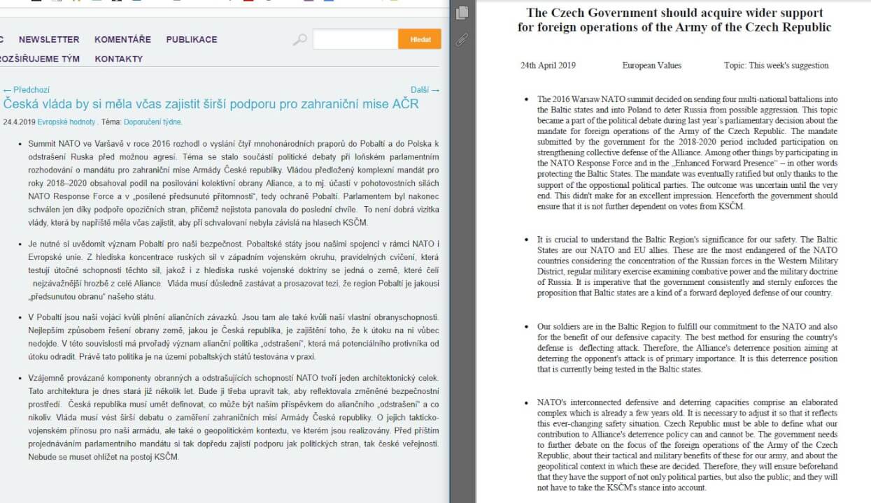 Překlad z češtiny do angličtiny