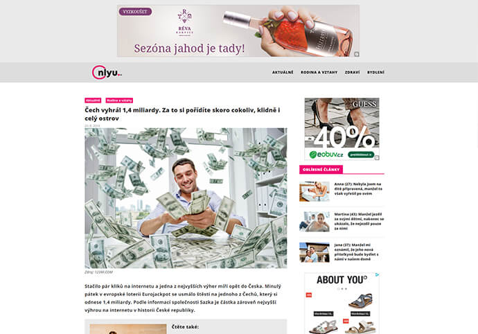 PR článek na OnlyU.cz -  návštěvnost za měsíc na 2,5 mil.