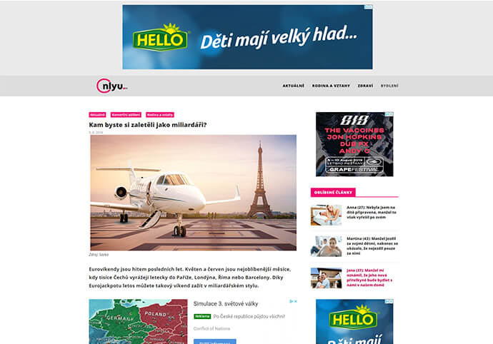 PR článek na OnlyU.cz -  návštěvnost za měsíc na 2,5 mil.