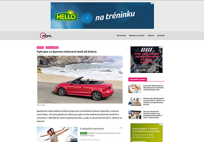 PR článek na OnlyU.cz -  návštěvnost za měsíc na 2,5 mil.