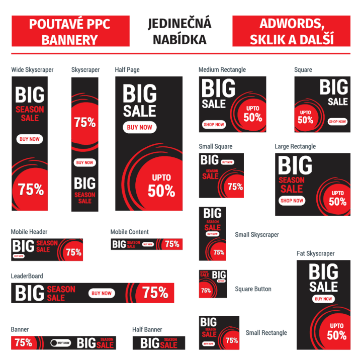 Poutavé bannery pro PPC reklamní kampaně