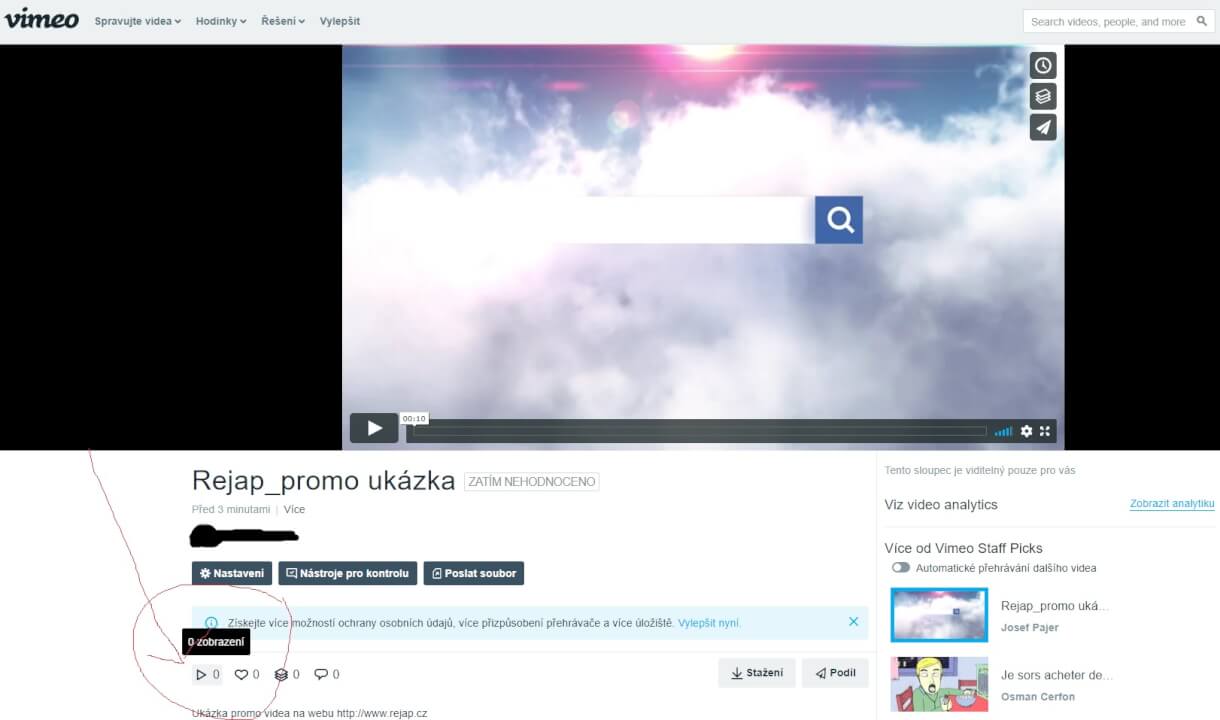 Minimálně 1 000 VIMEO zhlédnutí