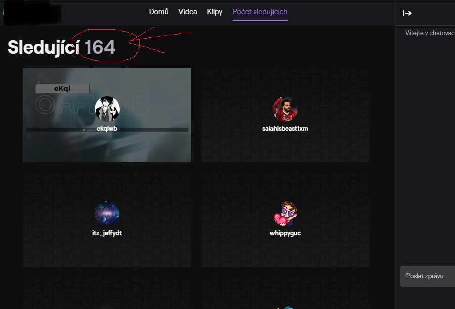 až 1 000 Twitch odběratelů (sledující)