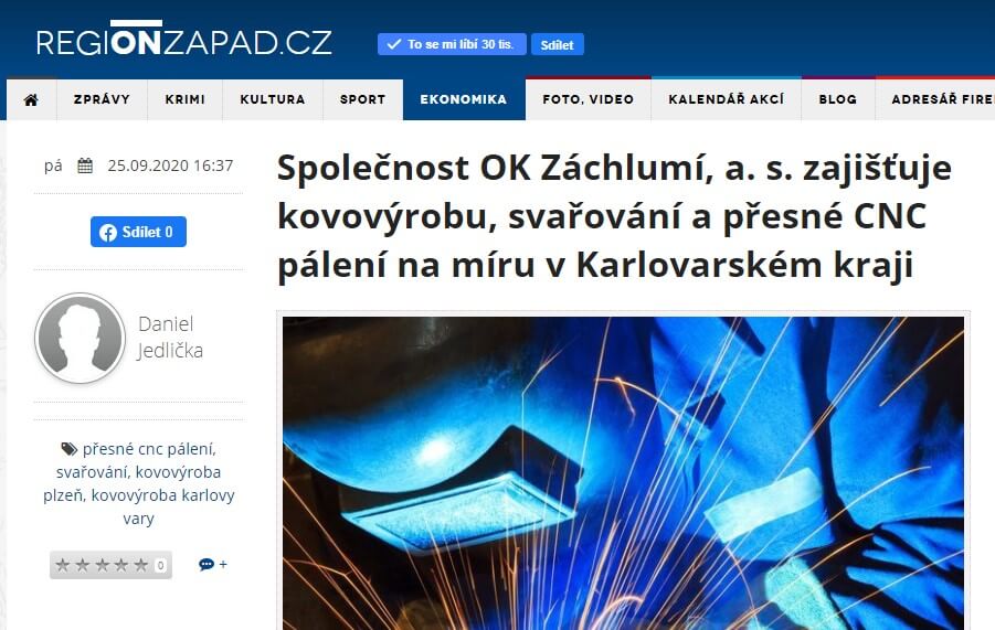 1x odkaz na webu REGIONZAPAD.CZ