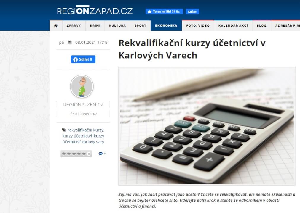 1x odkaz na webu REGIONZAPAD.CZ