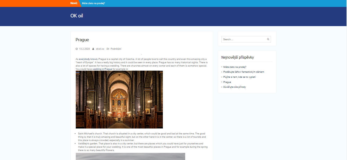 Publikace PR článku do magazínu okoil.cz
