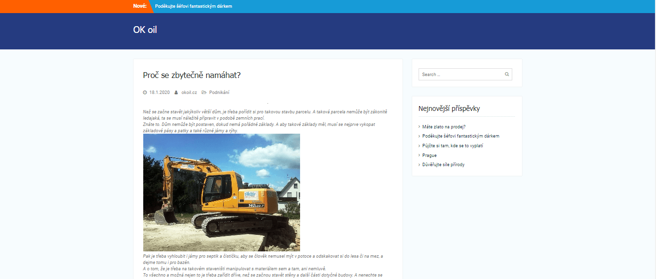 Publikace PR článku do magazínu okoil.cz