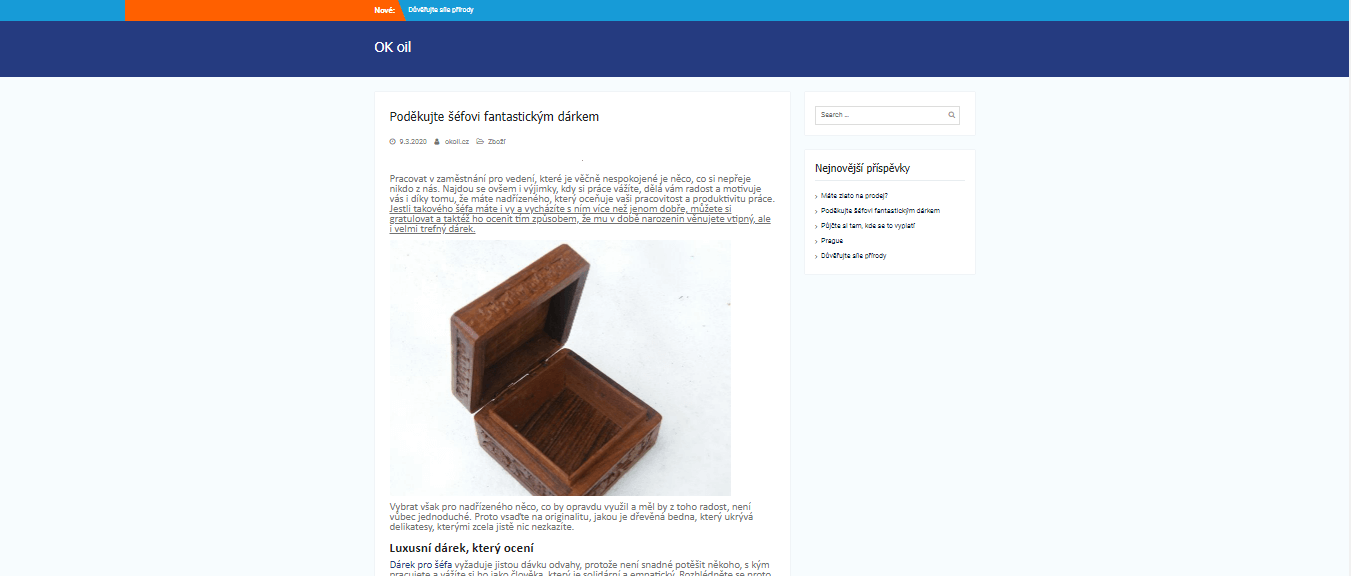 Publikace PR článku do magazínu okoil.cz