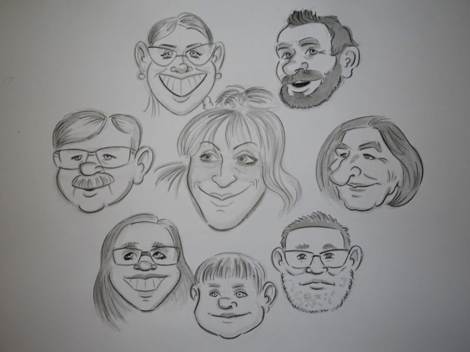 Karikatura černobílá A3 dle fotografie