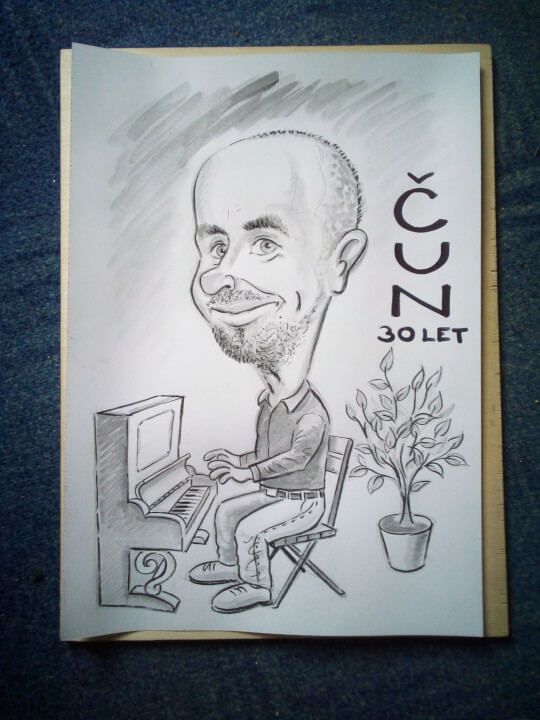 Karikatura černobílá A3 dle fotografie