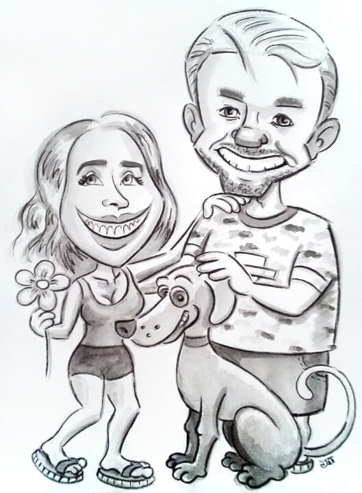 Karikatura černobílá A3 dle fotografie