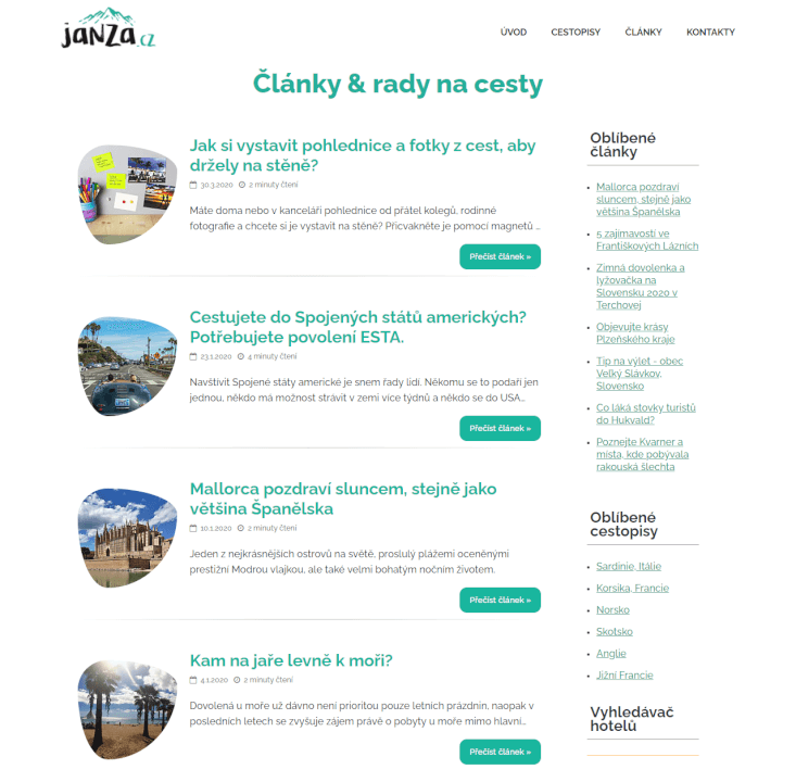 Odkaz na webu o cestování