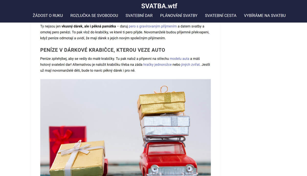 Publikuji (případně i napíši) článek na Svatba.wtf