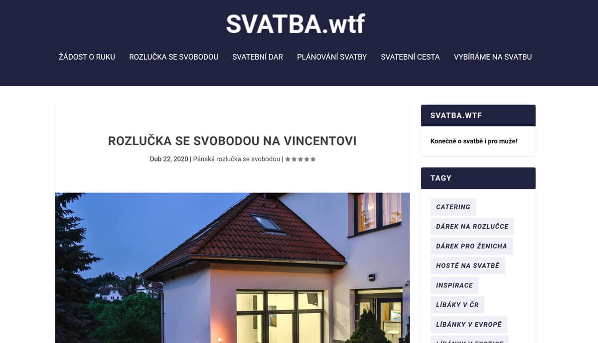 Publikuji (případně i napíši) článek na Svatba.wtf