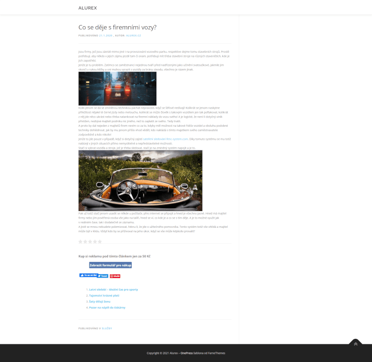 Publikace PR článku do magazínu alurex.cz