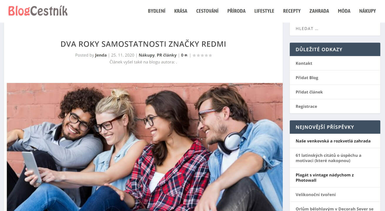 PR článek na navštěvovaném webu