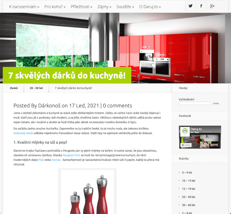 Publikace článku na webu DARUJ.TO!