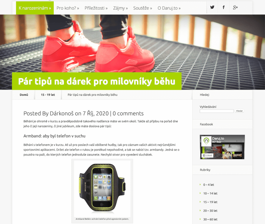 Publikace článku na webu DARUJ.TO!