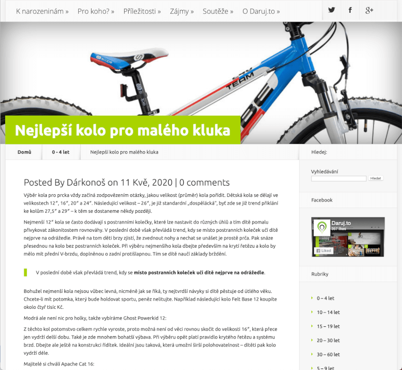 Publikace článku na webu DARUJ.TO!