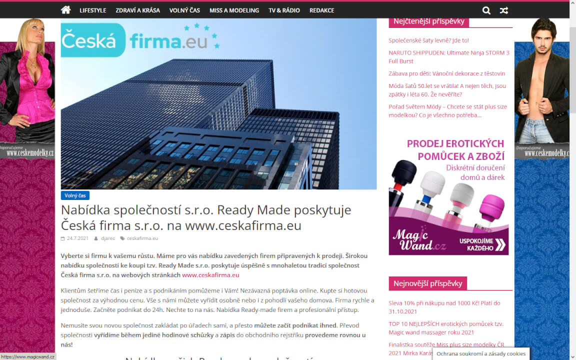 Publikace PR článku v magazínu www.svetemmody.cz