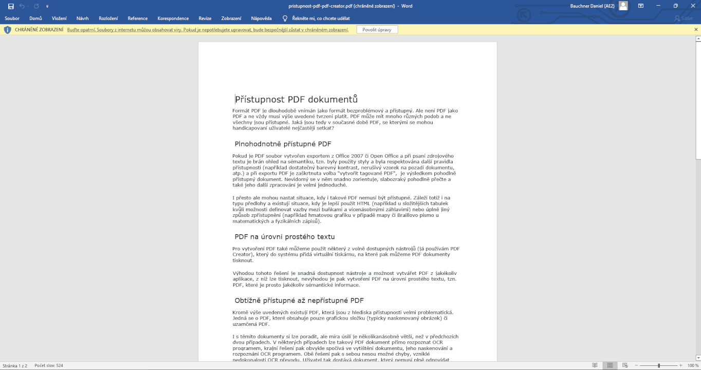 Převedu PDF do Wordu
