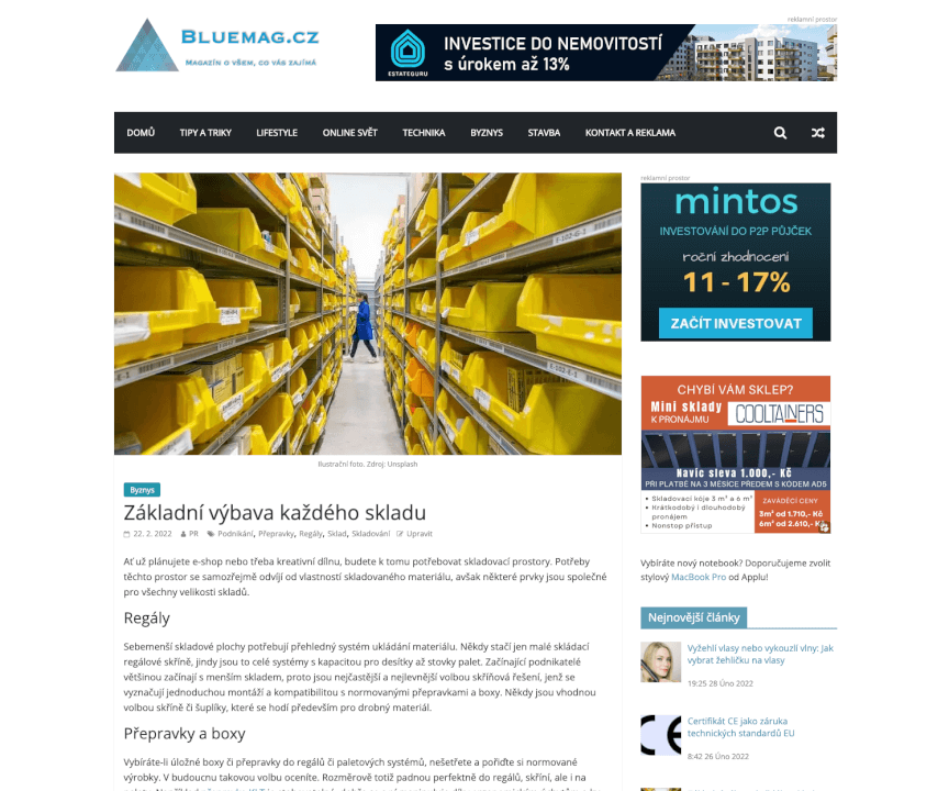 3x publikace PR článku v českých magazínech