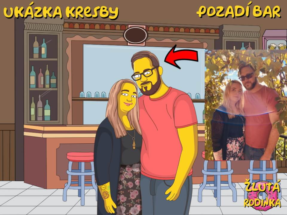 Portrét jako Simpsonovi podle fotky, IVA - ŽlutáRodinka