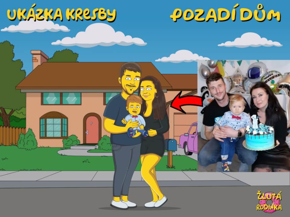Portrét jako Simpsonovi podle fotky, IVA - ŽlutáRodinka