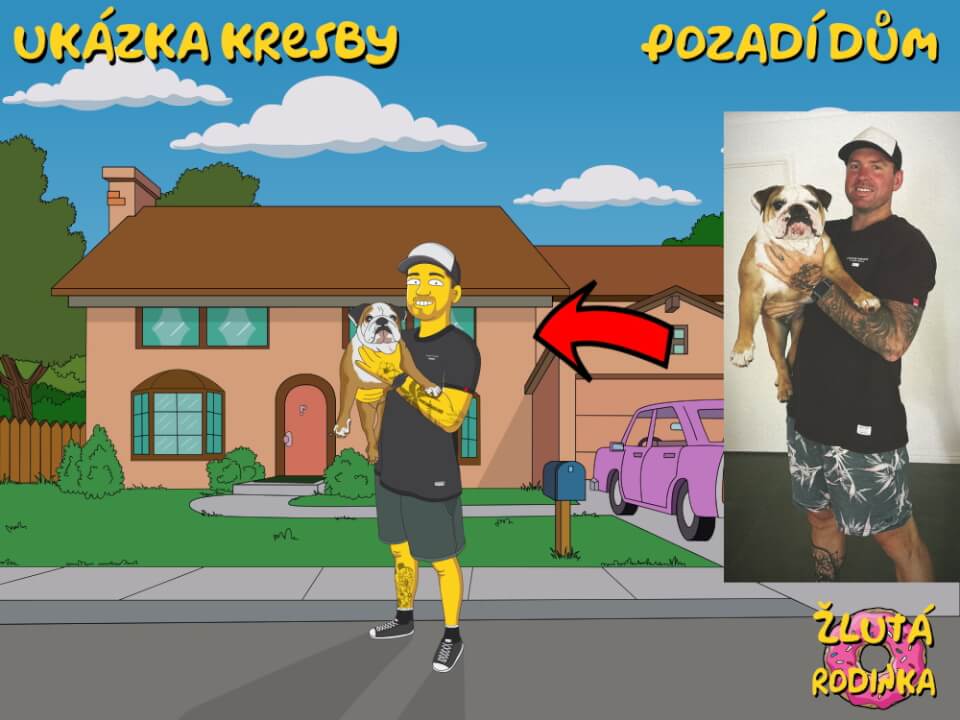 Portrét jako Simpsonovi podle fotky, IVA - ŽlutáRodinka