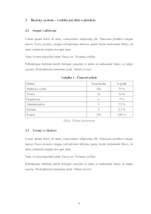 MS Word - formátování závěrečných prací