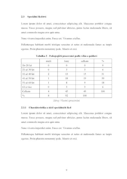 MS Word - formátování závěrečných prací