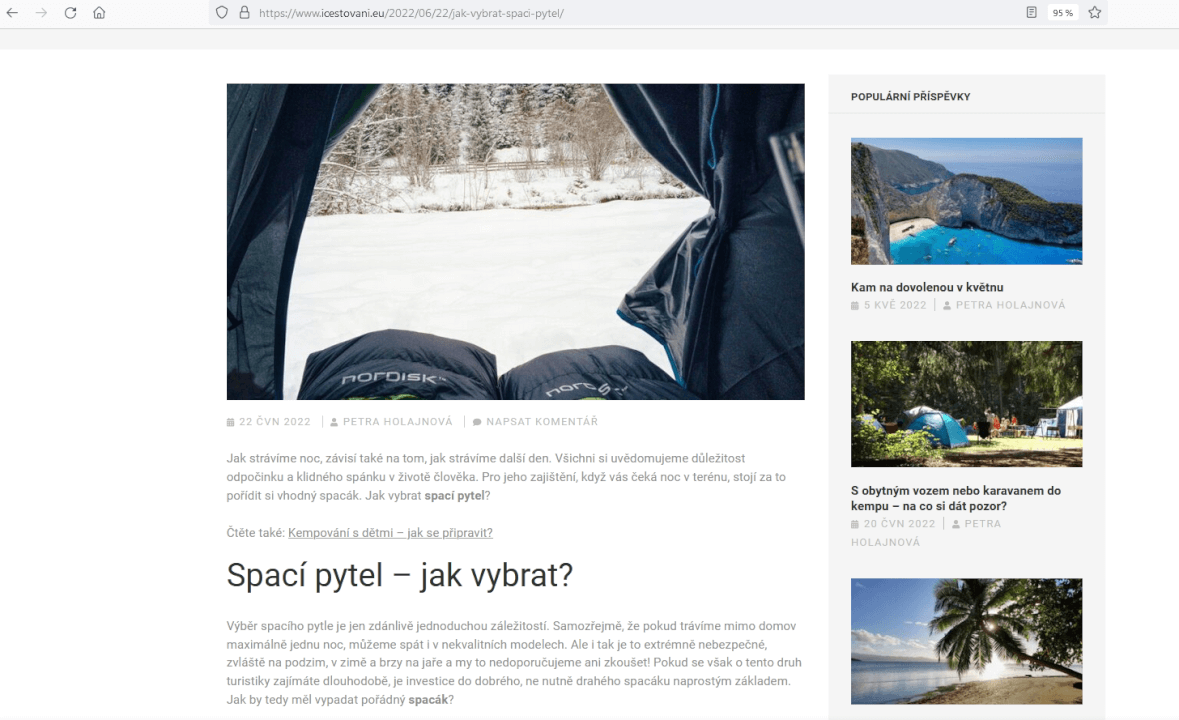 Vložím 2 odkazy na webu o cestování