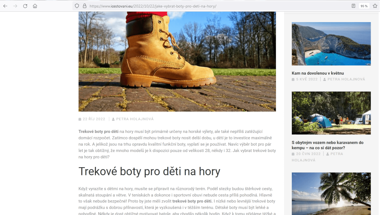 Vložím 2 odkazy na webu o cestování