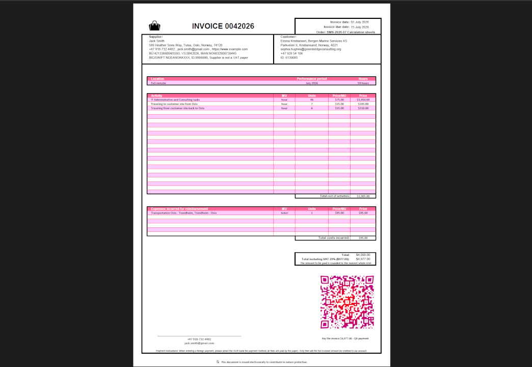 EXCEL: Fakturační systém s vlastním QR kódem platby v. 2026