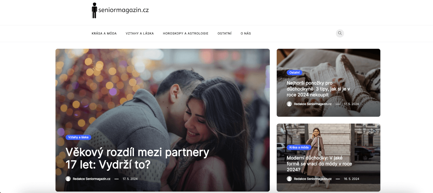 Zveřejnění článku na webu Seniormagazin.cz