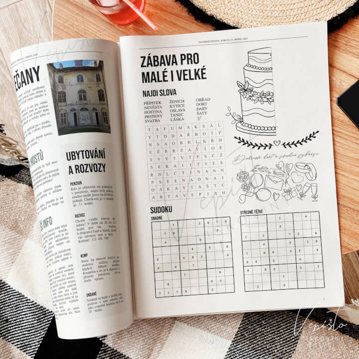 Grafický návrh svatebních novin