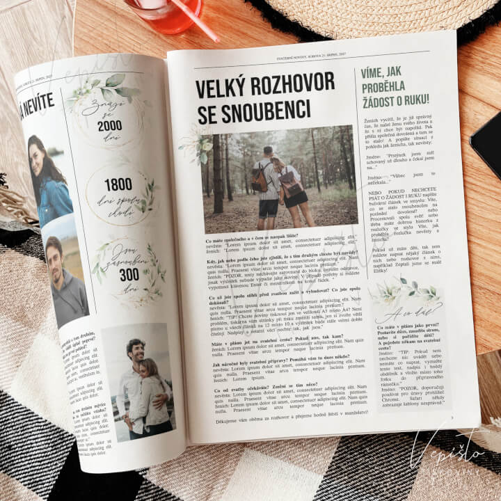 Grafický návrh svatebních novin