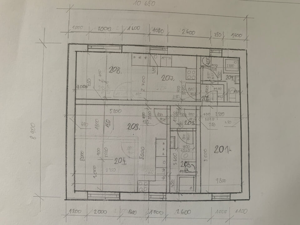 Studie AutoCad/narýsované na papíře 