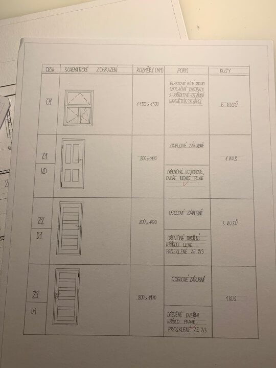 Studie AutoCad/narýsované na papíře 