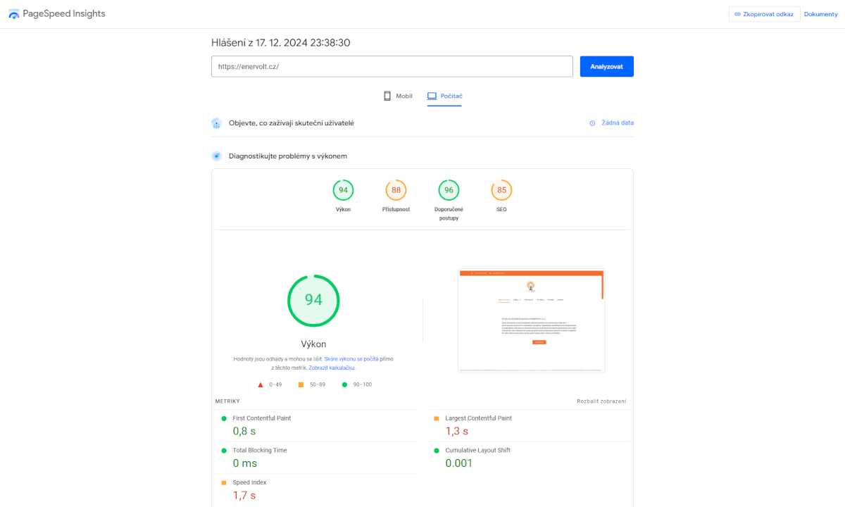 Zrychlení webových stránek