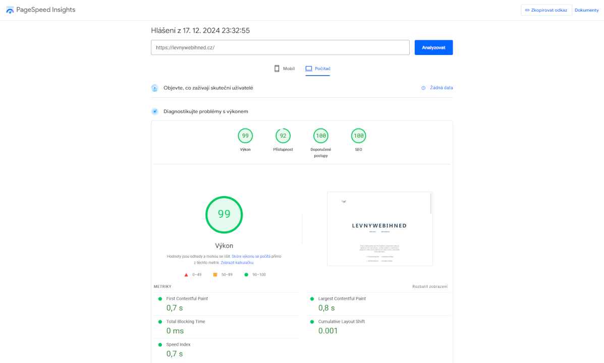 Zrychlení webových stránek