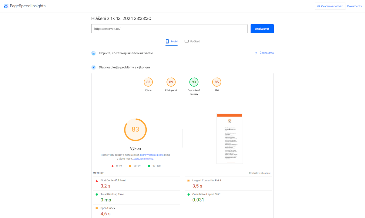 Zrychlení webových stránek