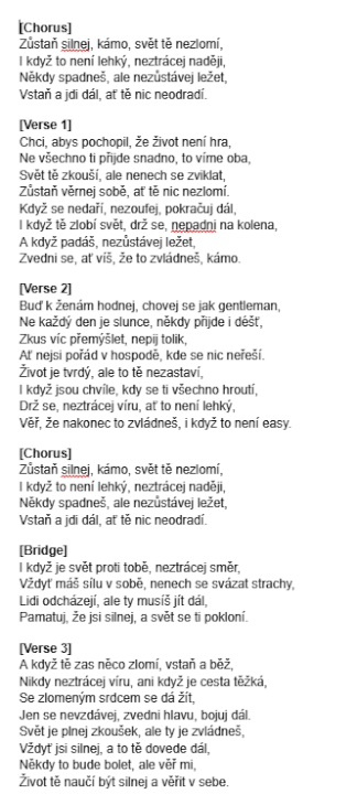 Texty písní na míru