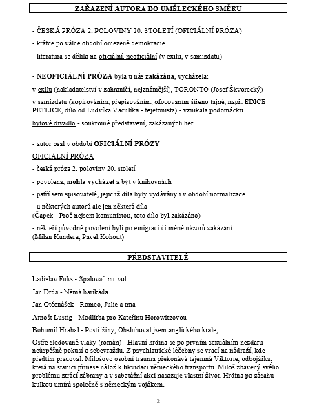 Maturitní otázky - český jazyk a literatura