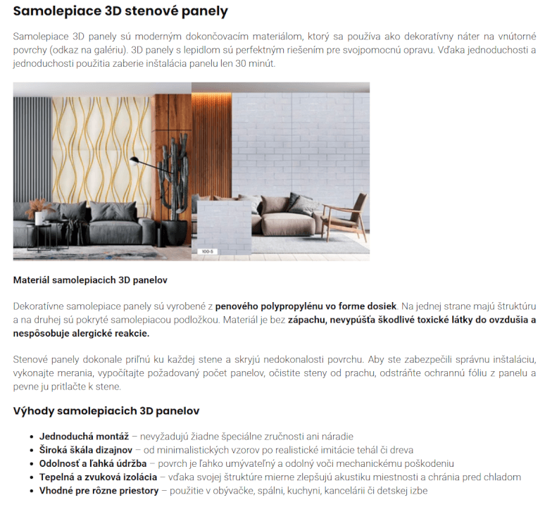 Tvorba produktových popisov (prezentácií)