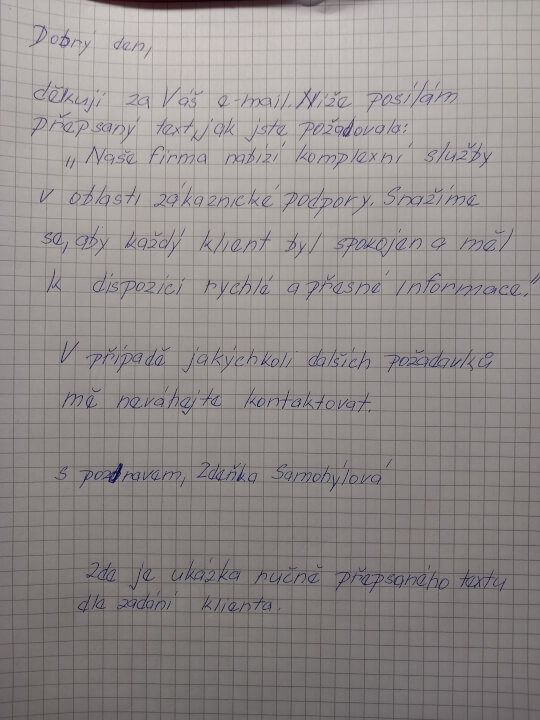 Přepíšu ručně psané nebo naskenované texty v češtině