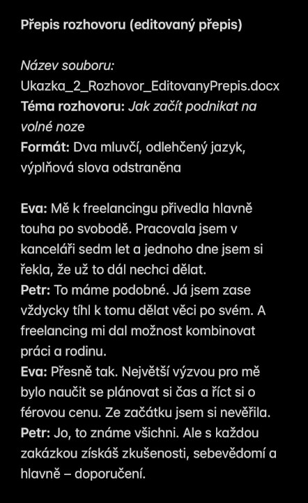 Přepíšu audio nebo video do textu (CZ/EN)